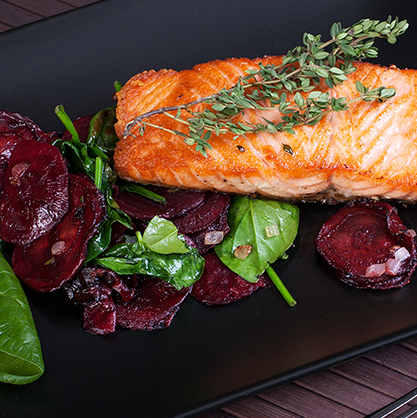 salmon with beet salad